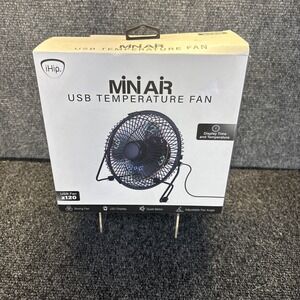iHip~Mini Air USB Temperature Fan~Displays Time and Temperature~NIB